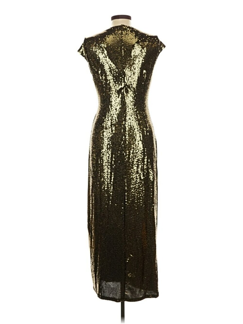 Gorgeous Liquid Gold Metallic Faux Wrap Cocktail Dress Women's Size 10 - Picture 2 of 6